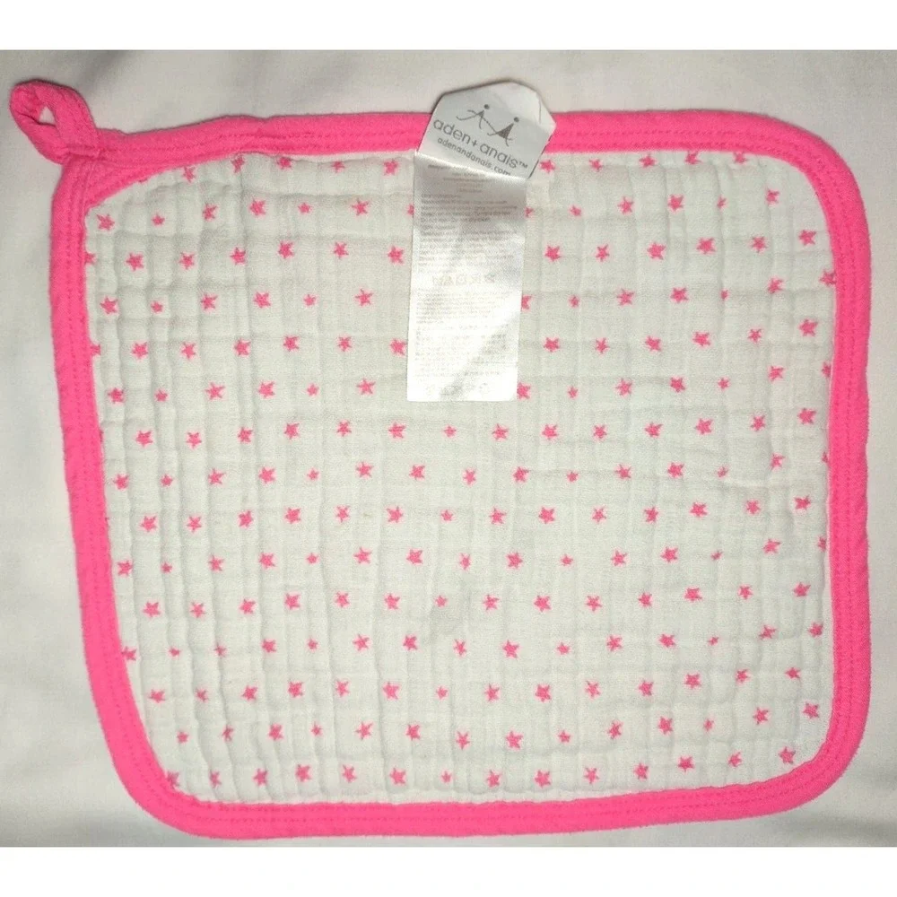 Aden + Anais & Hot Pink Star Security‎ Blanket Lovey Thumby White Muslin Cotton